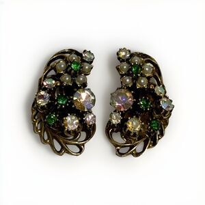Vintage Florenza 1950's RARE Colorful Clip Earrings